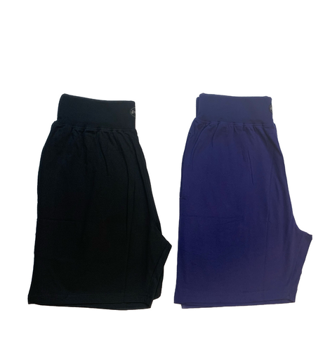 vDiva Cotton Cotton Shorts for Women - (Black & Blue Solid Combo)